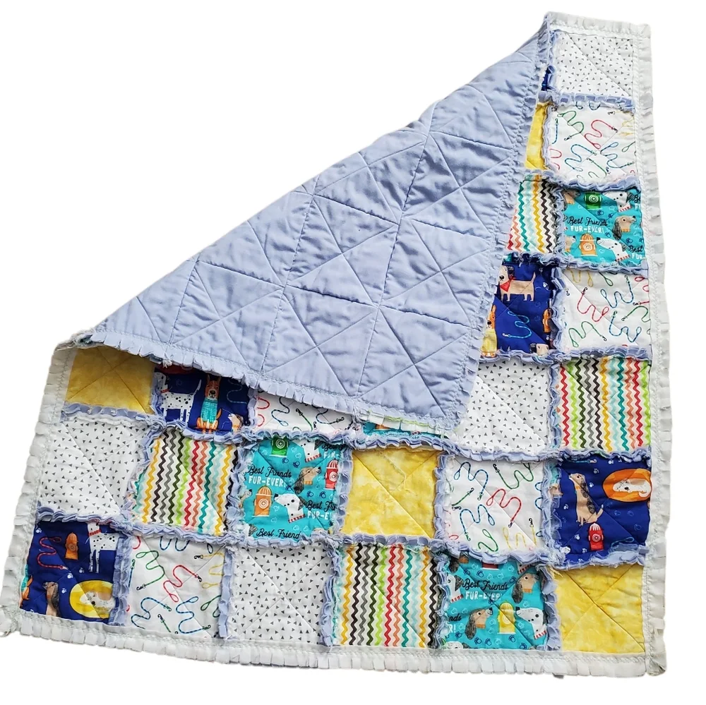 New Homade Baby Boy Puppy Rag Quilt